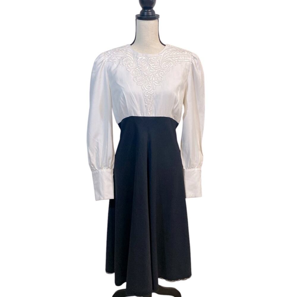 Vintage Marie St. Claire Formal Pearl Midi Dress Size 12 Victorian Steampunk